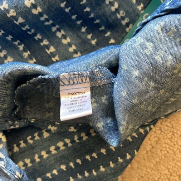 NWT Given Kale blue and white Striped chambray shift dress in size 2X - Picture 13 of 13